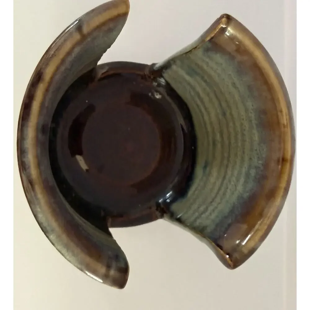 Studio Pottery Kitchen Sponge Holder For Sink Signed Blue Brown Drip Glaze